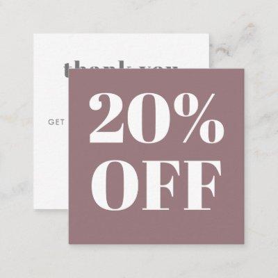 Modern Typography Thank You Small Business Discount Card