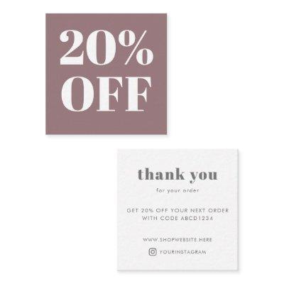 Modern Typography Thank You Small Business Discount Card