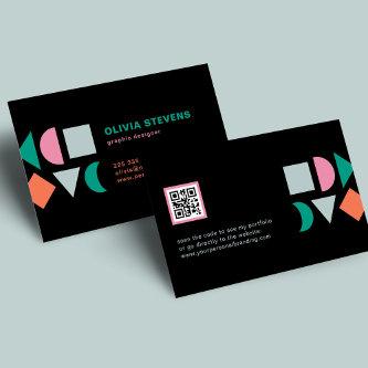 Modern unique abstract colorful QR code black