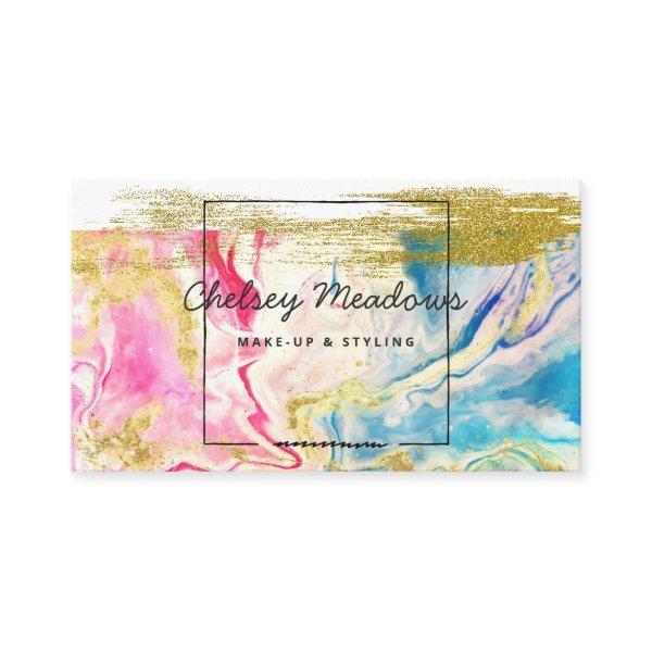 Modern Vibrant Marble & Gold Paint Splatter