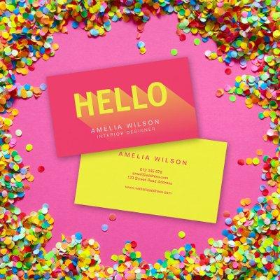 Modern Vibrant Pink and Yellow Hello Typography
