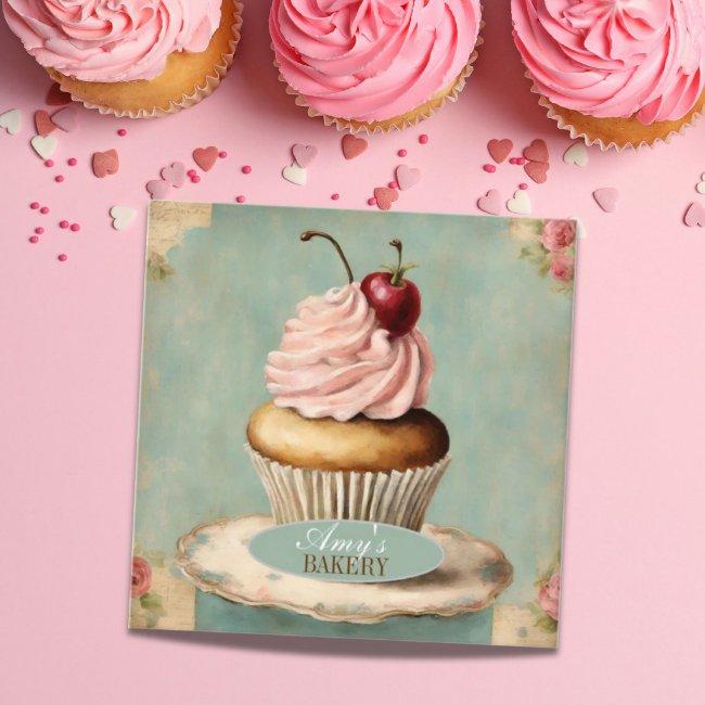 Modern Vintage Baker Cake Bakery Cupcake Square