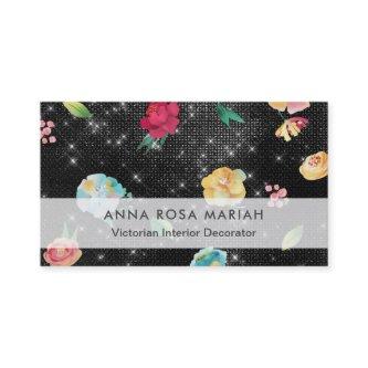 *~* Modern Vintage Floral Pattern Silver Glitter