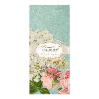 Modern Vintage Lace Tea Stained Hydrangea n Roses Rack Card