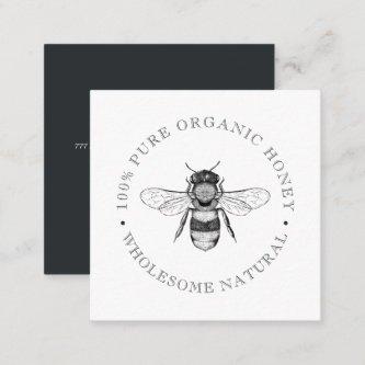Modern Vintage Simple Bee Honey Black White Square