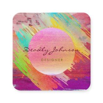 Modern Watercolor Abstract Elegant Pink Moon Square