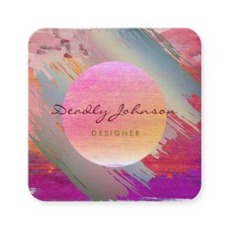 Modern Watercolor Abstract Elegant Pink Moon Square
