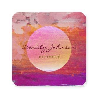 Modern Watercolor Abstract Elegant Pink Moon Square