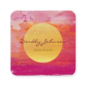 Modern Watercolor Abstract Elegant Pink Red Square