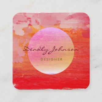 Modern  Watercolor Abstract Elegant Red Canvas Square