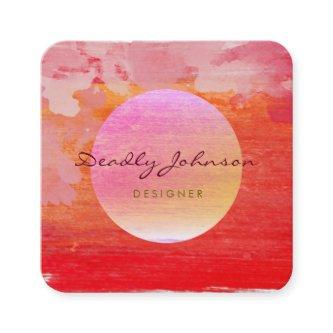 Modern  Watercolor Abstract Elegant Red Canvas Square