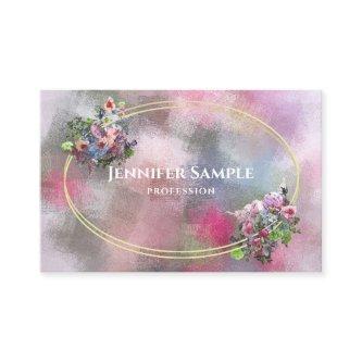Modern Watercolor Abstract Flowers Gold Frame Top