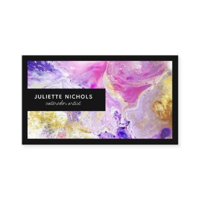 Modern watercolor chic pink purple gold artist