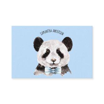 Modern Watercolor Panda With Name And Pastel Blue