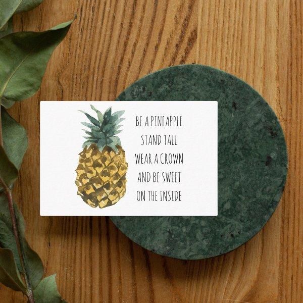 Modern Watercolor Pineapple & Positive Funny Quote
