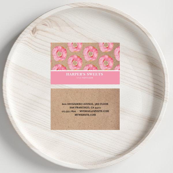 Modern Watercolor Pink Donuts Professional