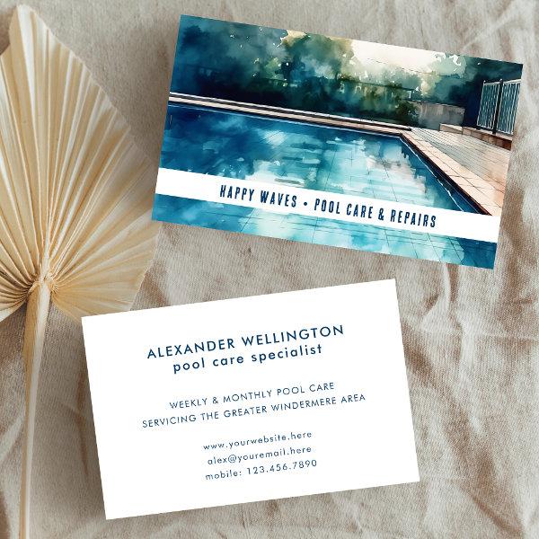 Modern Watercolor Pool Care Swim Instructor