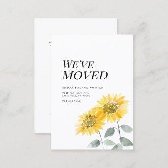 Modern Watercolor Sunflower Moving Announcement