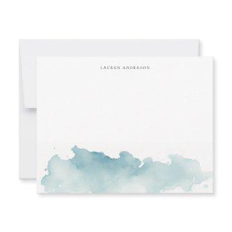 Modern Watercolor waves Stationery flat  Note Card
