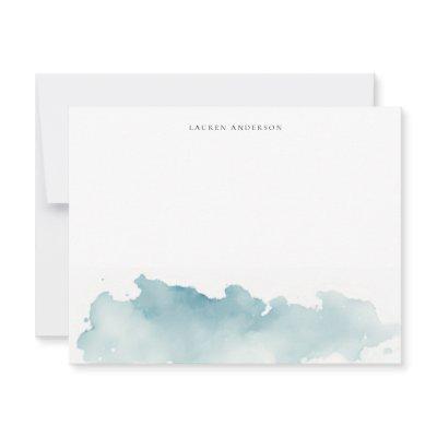 Modern Watercolor waves Stationery flat  Note Card