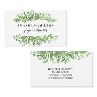 Modern Watercolor wild meadow green foliage