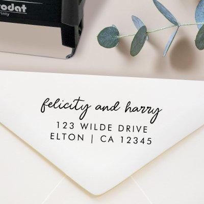 Modern Wedding Address | Couple Name Script Self-inking Stamp