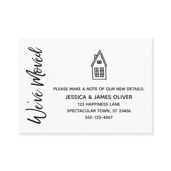 Modern "We've Moved" Card w/ Little House Drawing