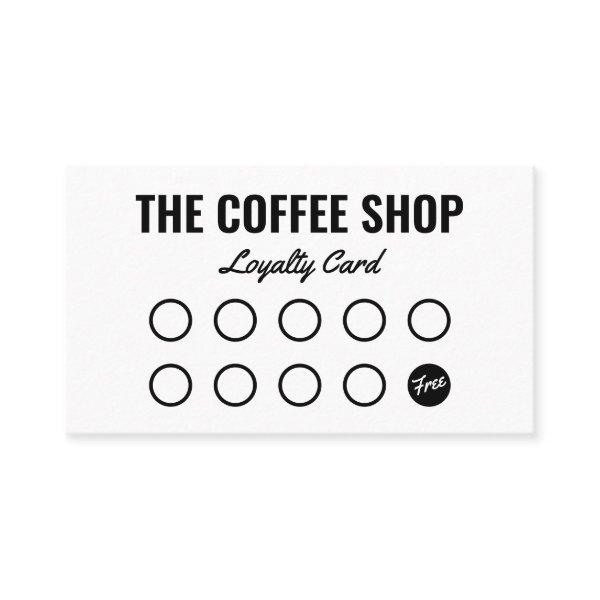 Modern white and black plain simple coffee shop loyalty card