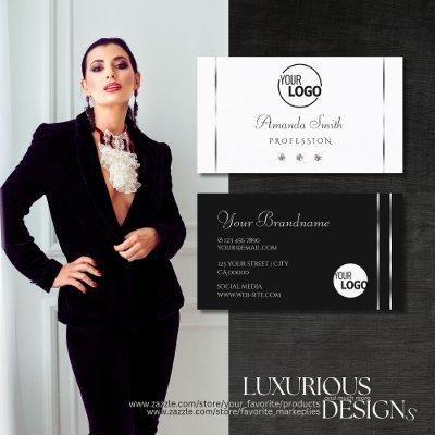 Modern White and Black Shimmery Diamonds add Logo