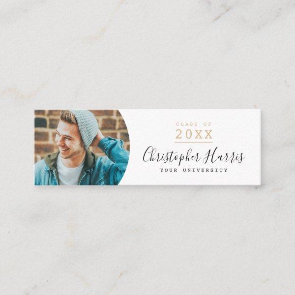 Modern white and gold graduation photo class of ca calling card