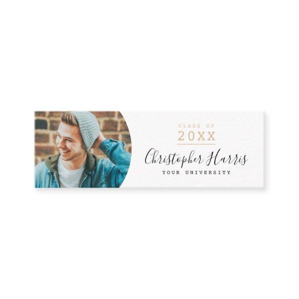 Modern white and gold graduation photo class of ca calling card