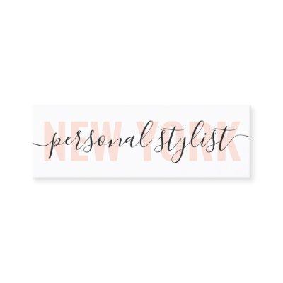 Modern white and peach fashion stylist script chic mini