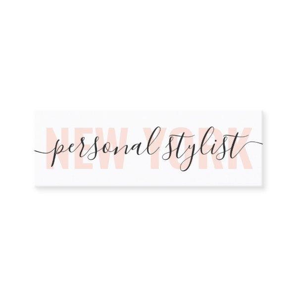Modern white and peach fashion stylist script chic mini