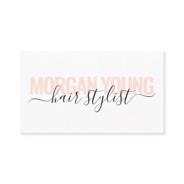 Modern white and peach hair stylist script chic