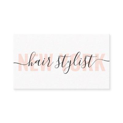 Modern white and peach hair stylist script chic