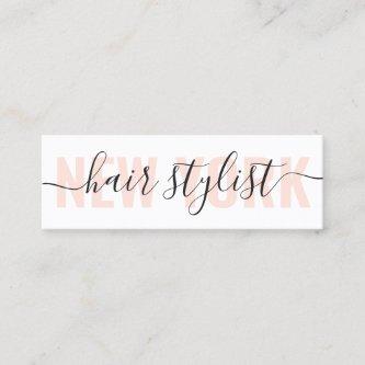 Modern white and peach hair stylist script chic mini