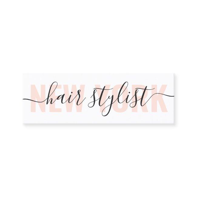Modern white and peach hair stylist script chic mini
