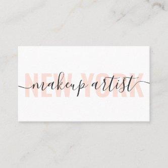 Modern white and peach makeup artist script chic