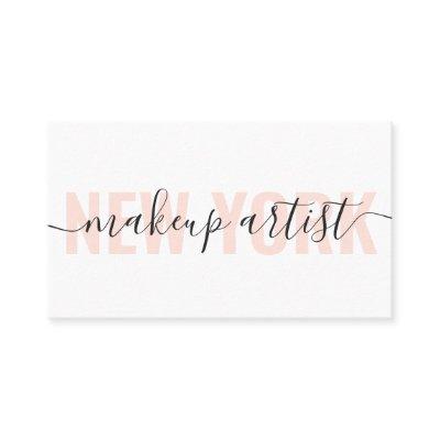 Modern white and peach makeup artist script chic