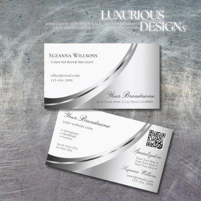 Modern White and Silver Decor with QR Code Elegant