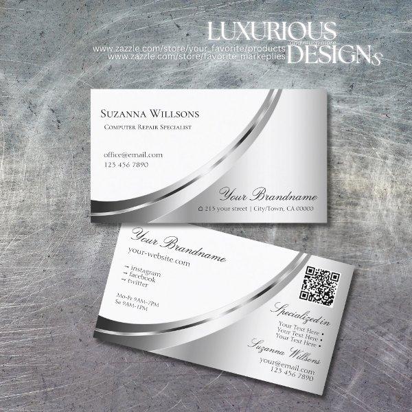 Modern White and Silver Decor with QR Code Elegant