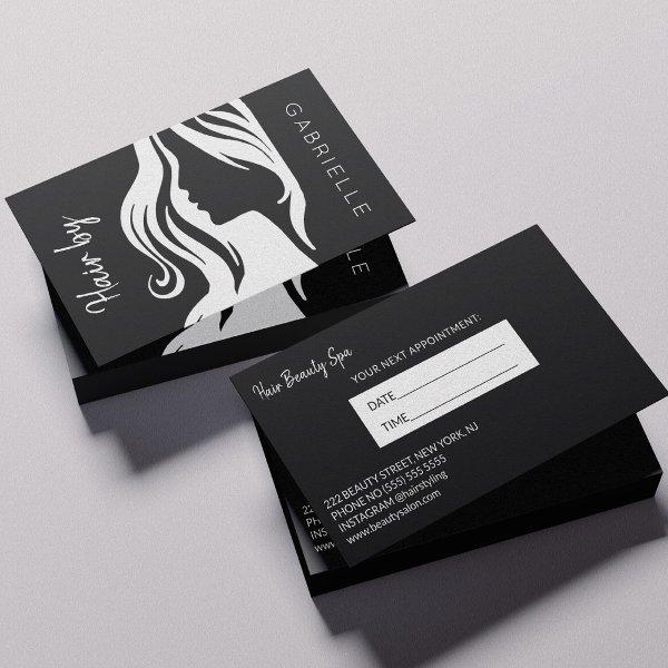 Modern white black hair salon next appointment