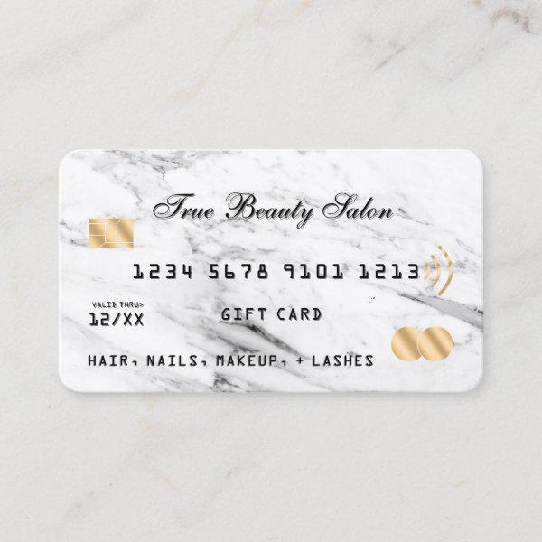 Modern White Black Marble Gold Gift Credit Card
