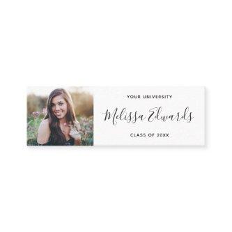 Modern white class of graduation photo name card