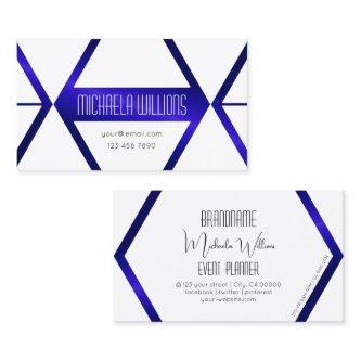 Modern White Geometric Blue Shimmer Eye Catcher