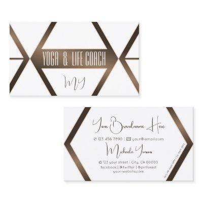 Modern White Geometric Brown Shimmer with Monogram