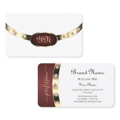 Modern White Gold Burgundy with Monogram Diamonds