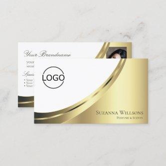 Modern White Gold Decor with Logo and Photo Noble
