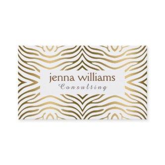 Modern White & Gold Zebra Print