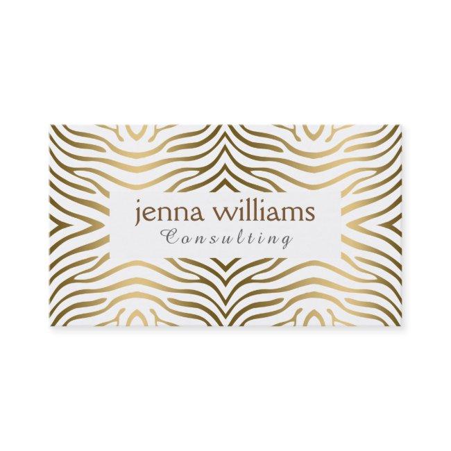 Modern White & Gold Zebra Print